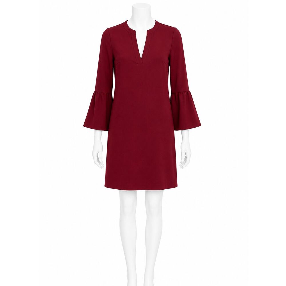 J.Crew Maroon V-Neck Bell Sleeve Shift Dress - Size 00